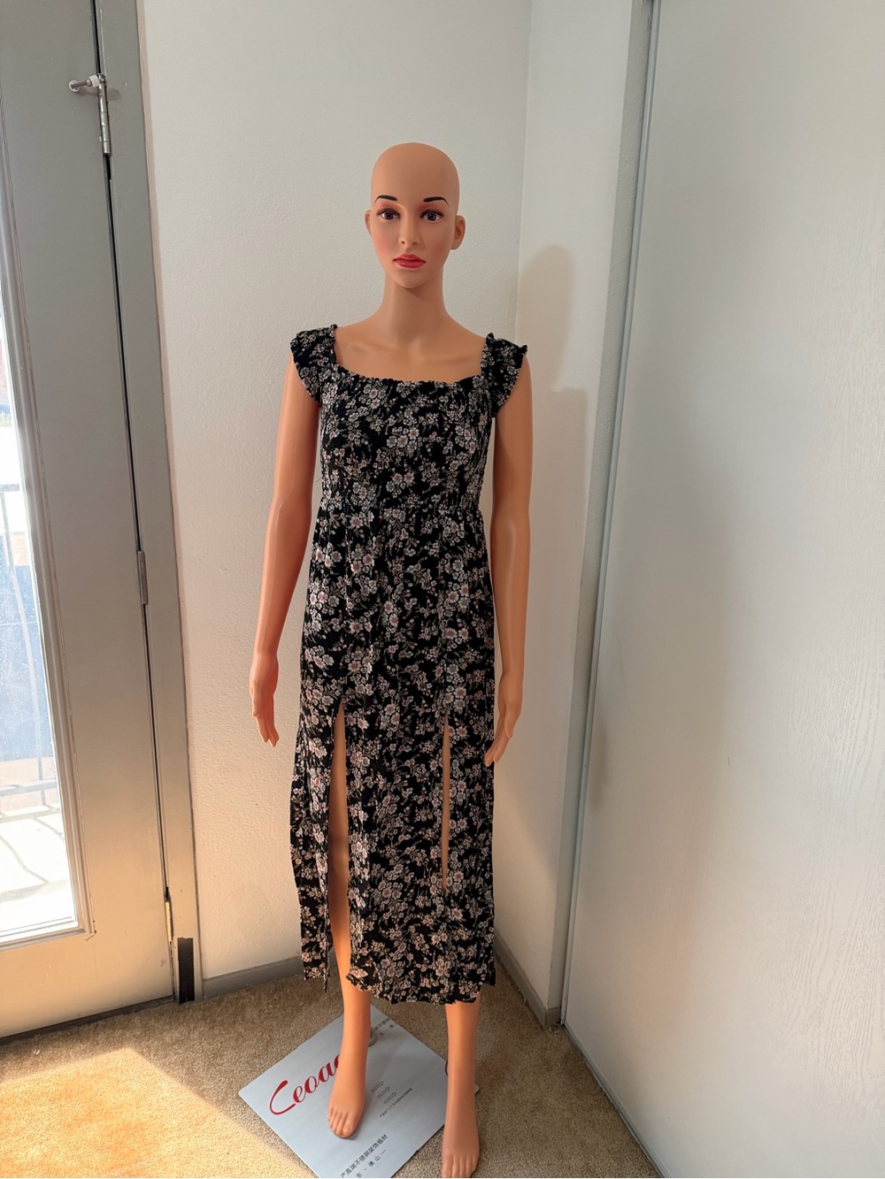 American Eagle Floral Midi Dress Double Slit Cottagecore S